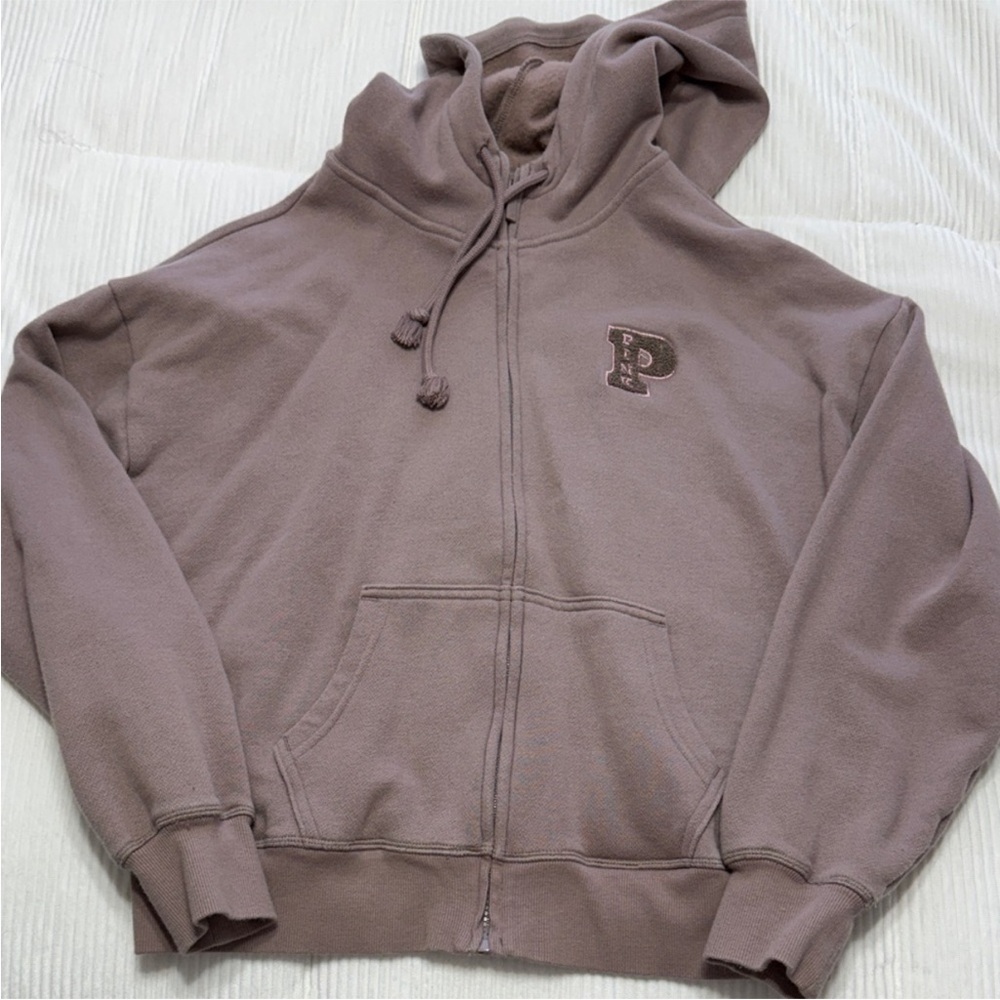 PINK oversized Brown Hoodie with Logo